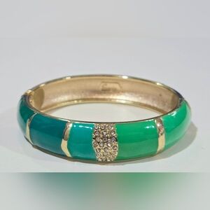 Nordstrom‎ Sequin NYC Green Ombre Enamel Crystals Hinged Bangle Bracelet NWOT